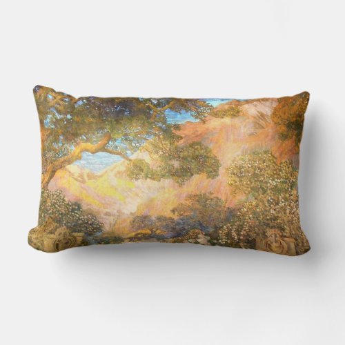 Art Nouveau Dream Garden by Maxfield Parrish Lumbar Pillow