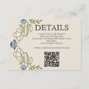 Art Nouveau Dusty Blue Wedding Details Website  Enclosure Card