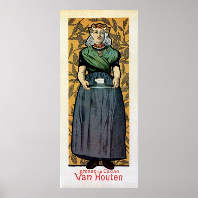 Art Nouveau Dutch chocolate ad vertical banner Poster (Front)
