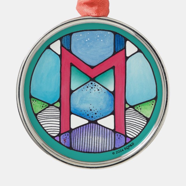 Art Nouveau Ehwaz Rune of Loyalty Metal Ornament (Front)