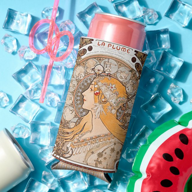 Art Nouveau Elegance - Alphonse Mucha's Zodiaque  Seltzer Can Cooler (In Situ Summer)