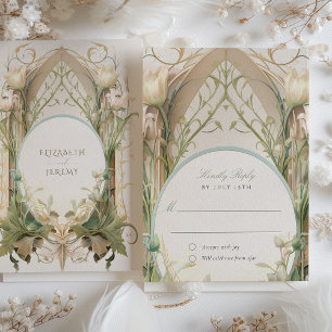 Art Nouveau Elegance: Floral Wedding RSVP Card
