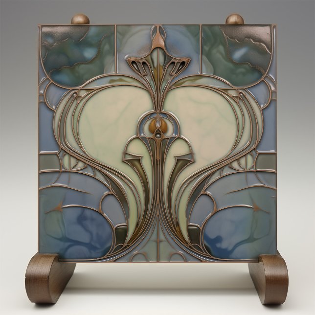 Art Nouveau Elegance Jade Bronze Ceramic Tile (Creator Uploaded)