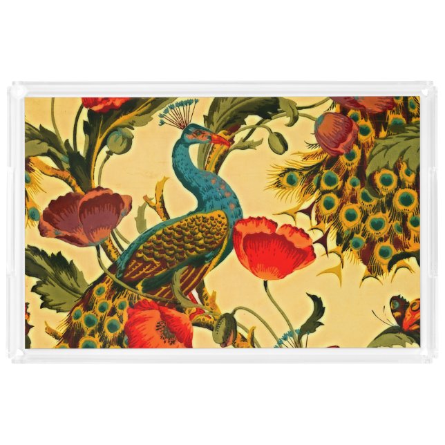 Art Nouveau Elegance: Sidewall, The Peacock, 1896 Acrylic Tray (Front)