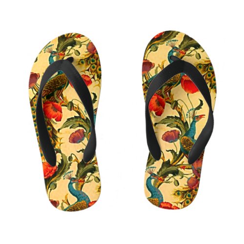 Art Nouveau Elegance Sidewall The Peacock 1896 Kids Flip Flops