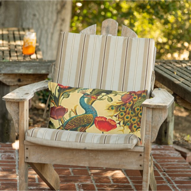 Art Nouveau Elegance: Sidewall, The Peacock, 1896 Lumbar Pillow (Chair)