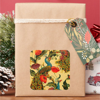 Art Nouveau Elegance: Sidewall, The Peacock, 1896 Square Sticker