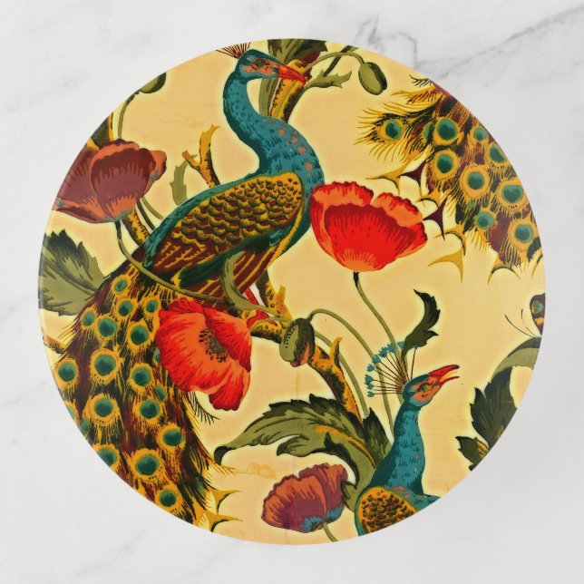 Art Nouveau Elegance: Sidewall, The Peacock, 1896 Trinket Tray (Front)
