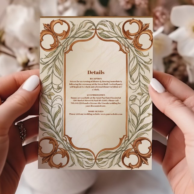 Art Nouveau Elegant Botanical Wedding Enclosure Card (Creator Uploaded)