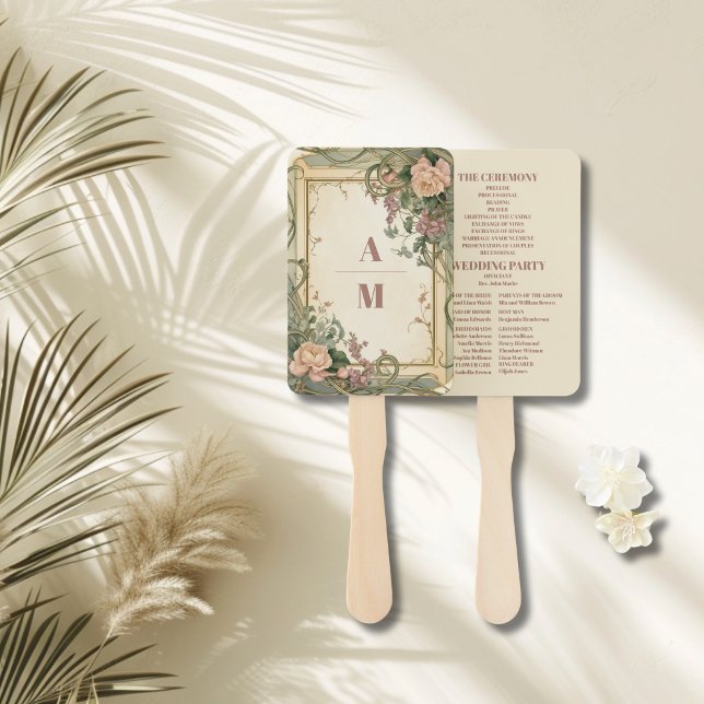Art Nouveau Elegant Botanical Wedding Hand Fan (Creator Uploaded)