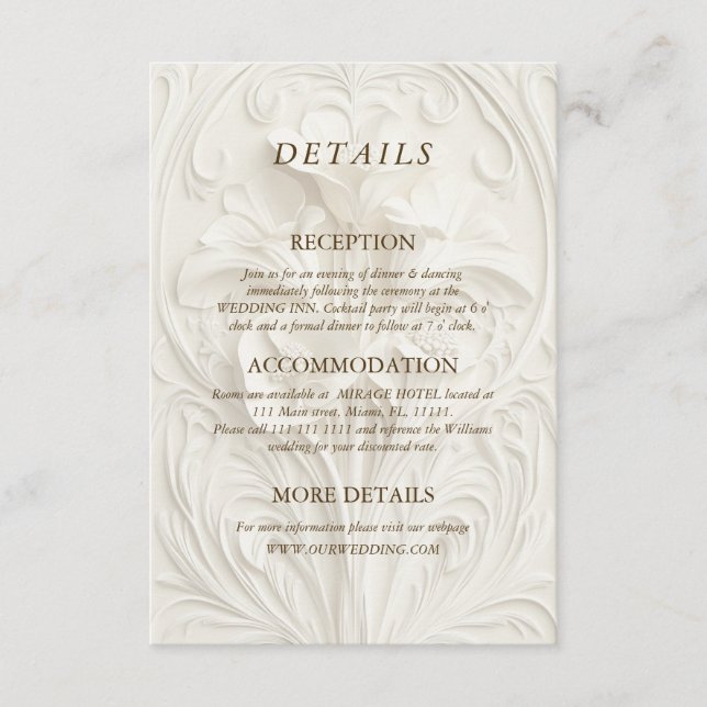 Art Nouveau Elegant Floral Details Enclosure Card (Front)