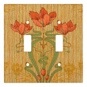 Art nouveau elegant floral poppy flowers victorian light switch cover