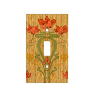 Art nouveau elegant floral poppy flowers victorian light switch cover
