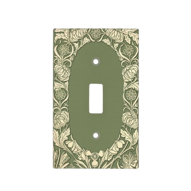 Art Nouveau Elegant Flower Border Light Switch Cov (Front)