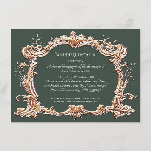 Art Nouveau Elegant Forest n Gold Wedding Details  Enclosure Card