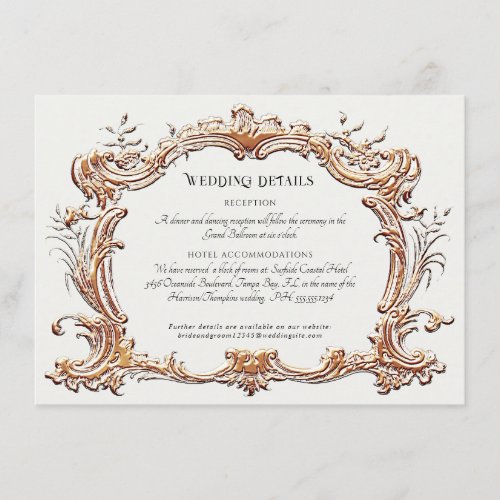 Art Nouveau Elegant Gold n Ivory Wedding Details  Enclosure Card