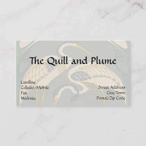 Art Nouveau Elegant Herons Business Card Templates