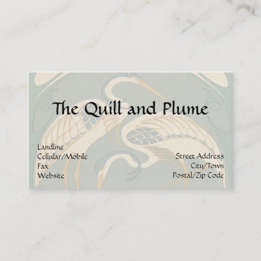 Customizable Art Nouveau Elegant Herons Business Card Templates