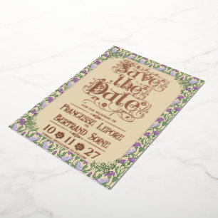 Art Nouveau Elegant Lovebirds Vintage Yellow  Foil Invitation