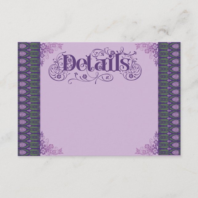 Art Nouveau Elegant Purple Thistle Border Enclosure Card (Front)