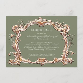 Art Nouveau Elegant Sage And Gold Wedding Details  Enclosure Card by VintageWeddings at Zazzle