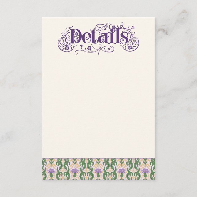 Art Nouveau Elegant Thistle Light Yellow Enclosure Card (Front)