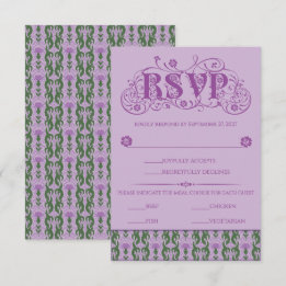 Art Nouveau Elegant Thistle Purple RSVP Card