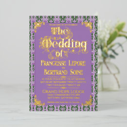 Art Nouveau Elegant Thistle Royal Lavender Foil Invitation