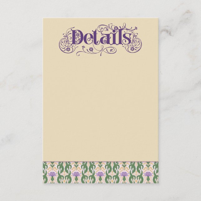 Art Nouveau Elegant Thistle Vintage Yellow Enclosure Card (Front)