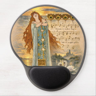 Art Nouveau Elsa Lohengrin Poster with Swans Gel Mouse Pad