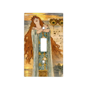 Art Nouveau Elsa Lohengrin Poster with Swans Light Switch Cover