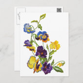 Art Nouveau Embroidered Pansies Postcard (Front/Back)