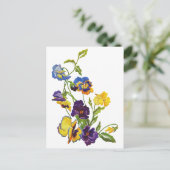 Art Nouveau Embroidered Pansies Postcard (Standing Front)