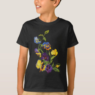 Art Nouveau Embroidered Pansies T-Shirt