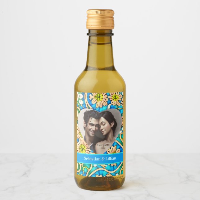 Art Nouveau Era Chyrsanthemums - Your text / photo Wine Label (Front)