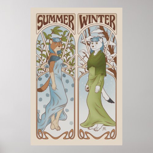 Art Nouveau Ermine Furry Poster