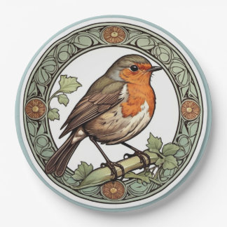 Art Nouveau European Robin Paper Plates