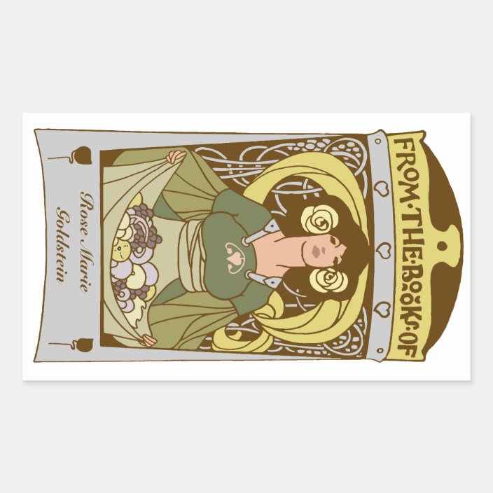 Art Nouveau Ex Libris Bookplate Hand Colored Rectangular Sticker Zazzle Com Art Nouveau Ex Libris Bookplate Hand Colored Rectangular Sticker Zazzle Com