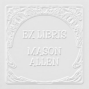 Art Nouveau Ex Libris Floral Leaf Embosser