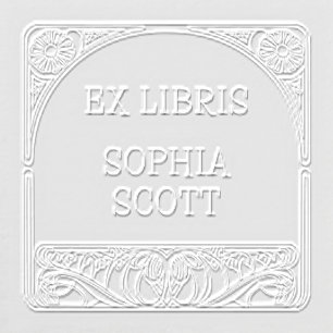 Art Nouveau Ex Libris Floral Sunburst Stamp Embosser