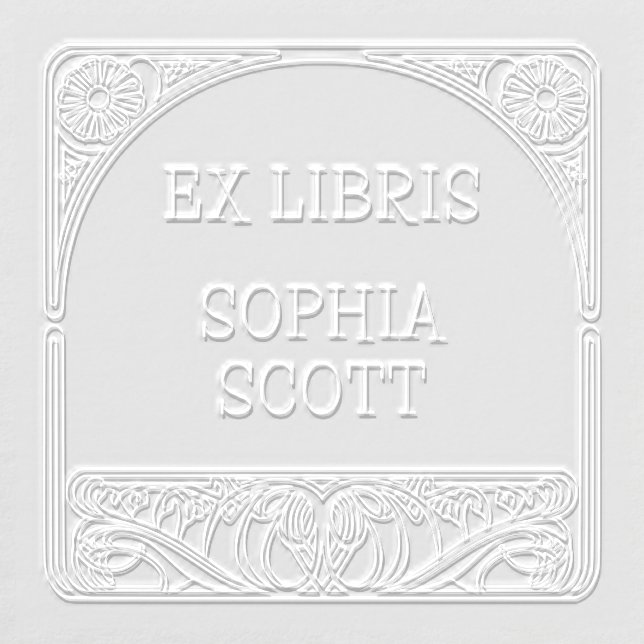Art Nouveau Ex Libris Floral Sunburst Stamp Embosser (Design)
