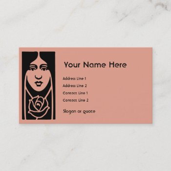 Art Nouveau Face And Flower Business Card by Sideview at Zazzle