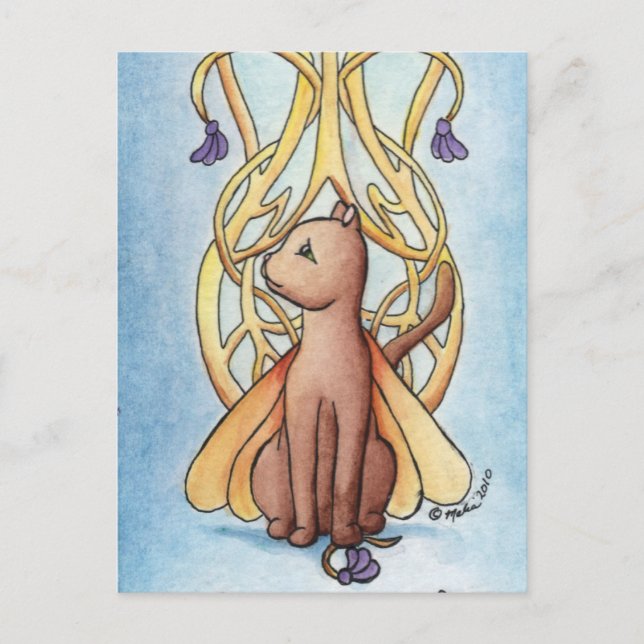 Art Nouveau Fairy Cat Postcard (Front)