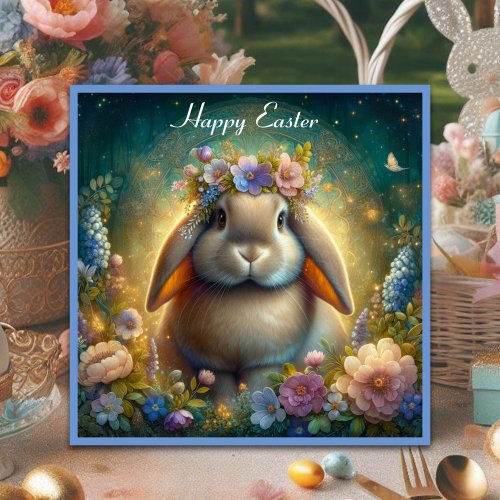 Art Nouveau Fantasy Art Lop Eared Bunny Easter  Holiday Card