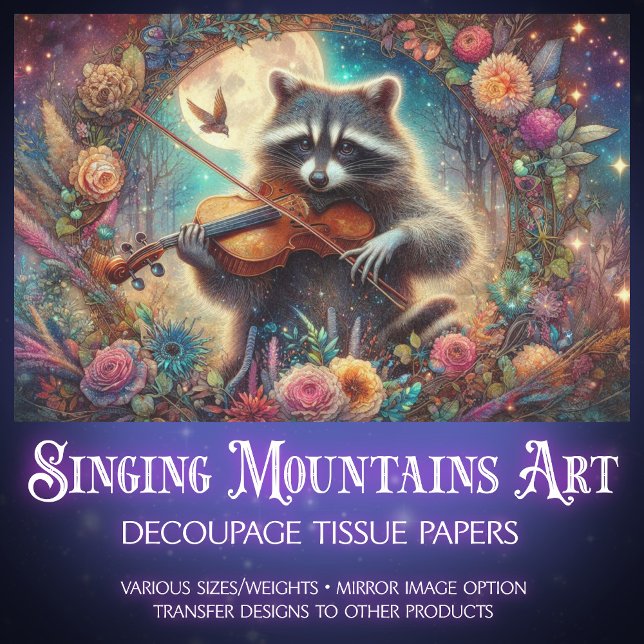 Art Nouveau Fantasy Forest Raccoon Decoupage Tissue Paper (Creator Uploaded)