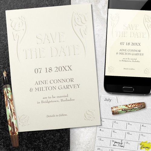 Art Nouveau Faux Embossed Effect Save The Date Invitation