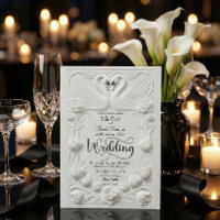 Art Nouveau Faux Embossed Swan Wedding