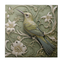 Art Nouveau Faux Relief Left Facing Hummingbird -