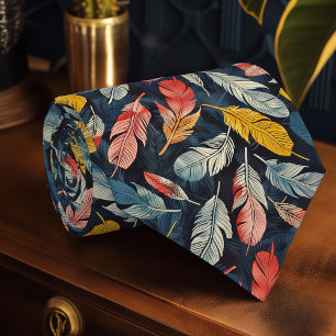 Art Nouveau Feather Bold Navy Mens Tie