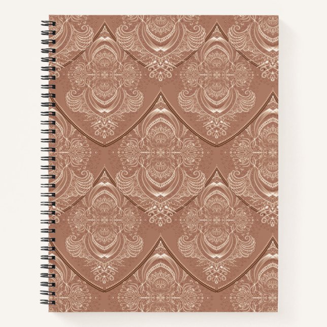 Art Nouveau Feather Pattern in Orange Notebook (Front)